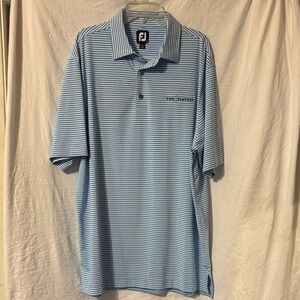 FootJoy The Players Men's Light Blue/White Striped Golf Polo